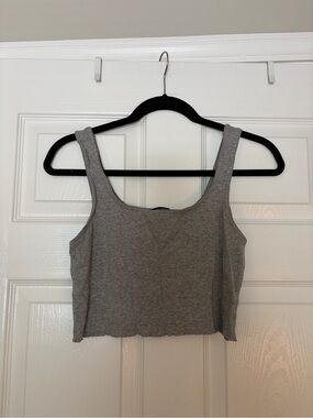 Forever 21 Gray Ribbed Crop Tank Top